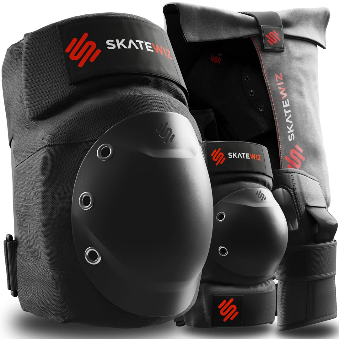 SKATEWIZ Inline Skate Pads voor Volwassenen - Kniebeschermers voor Volwassenen - Skatebeschermers - Knie- en Elleboogbeschermers voor Mannen en Vrouwen - SMASH Maat L Zwart SKATEWIZ Inline Skate Pads voor Volwassenen - Kniebeschermers voor Volwassenen - Skatebeschermers - Knie- en Elleboogbeschermers voor Mannen en Vrouwen - SMASH Maat L Zwart